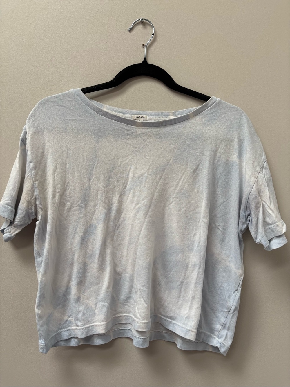 Garage Pale Blue Tie Dye Cropped Boxy Tee